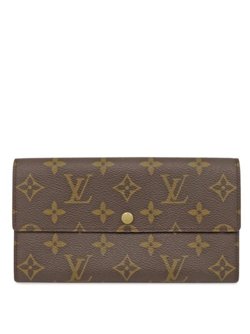 Louis Vuitton Wallet Pochette Porte Monnaie Credit Monogram Canvas Gold Brown